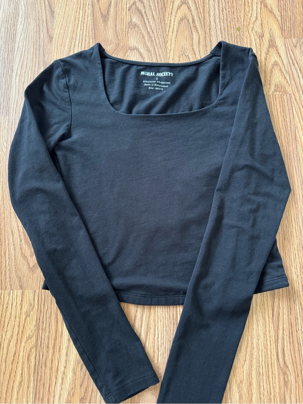 Moral Society Black Square-Neck Long Sleeve Tee
